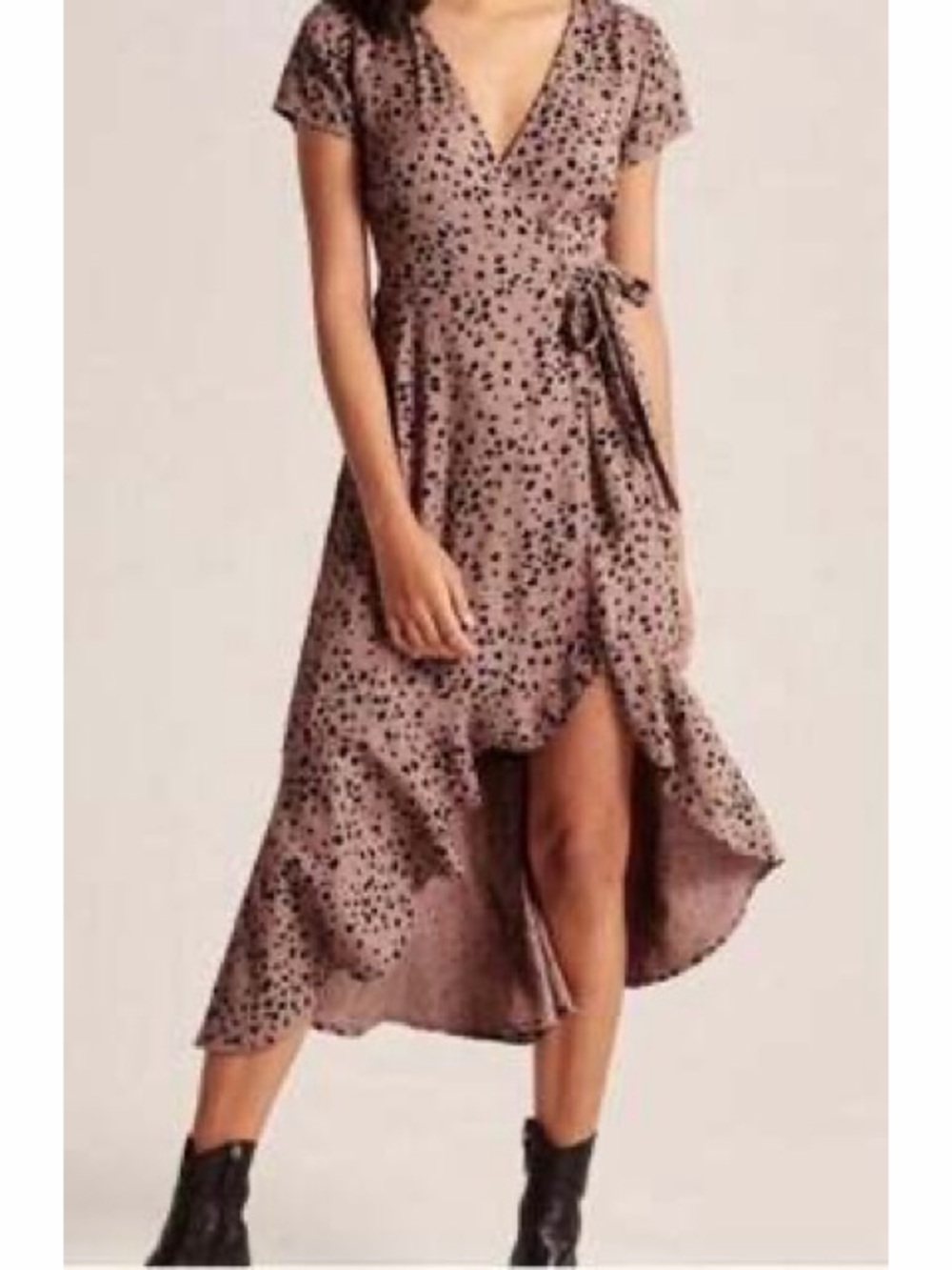 Abercrombie & Fitch Wrap Midi Dress Short Sleeve Leopard Animal Print Sz S Tall